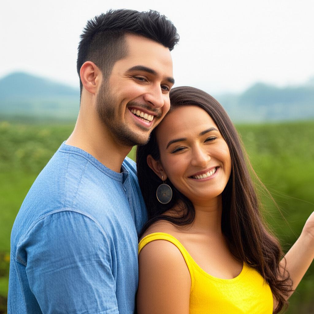ai prompt: A couple in Thailand smiling and looking happy together, representing restored intimacy and relationship happiness.